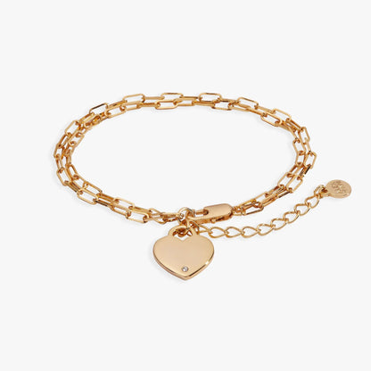 Heart Charm Double Paperclip Chain Bracelet by Alex and Ani, rose-gold tone with heart pendant on Tampa Home & Garden Store