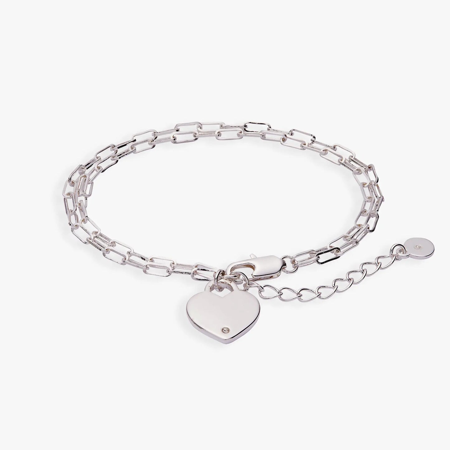 Heart Charm Double Paperclip Chain Bracelet by ALEX AND ANI silver tone with heart pendant on Tampa Home & Garden Store