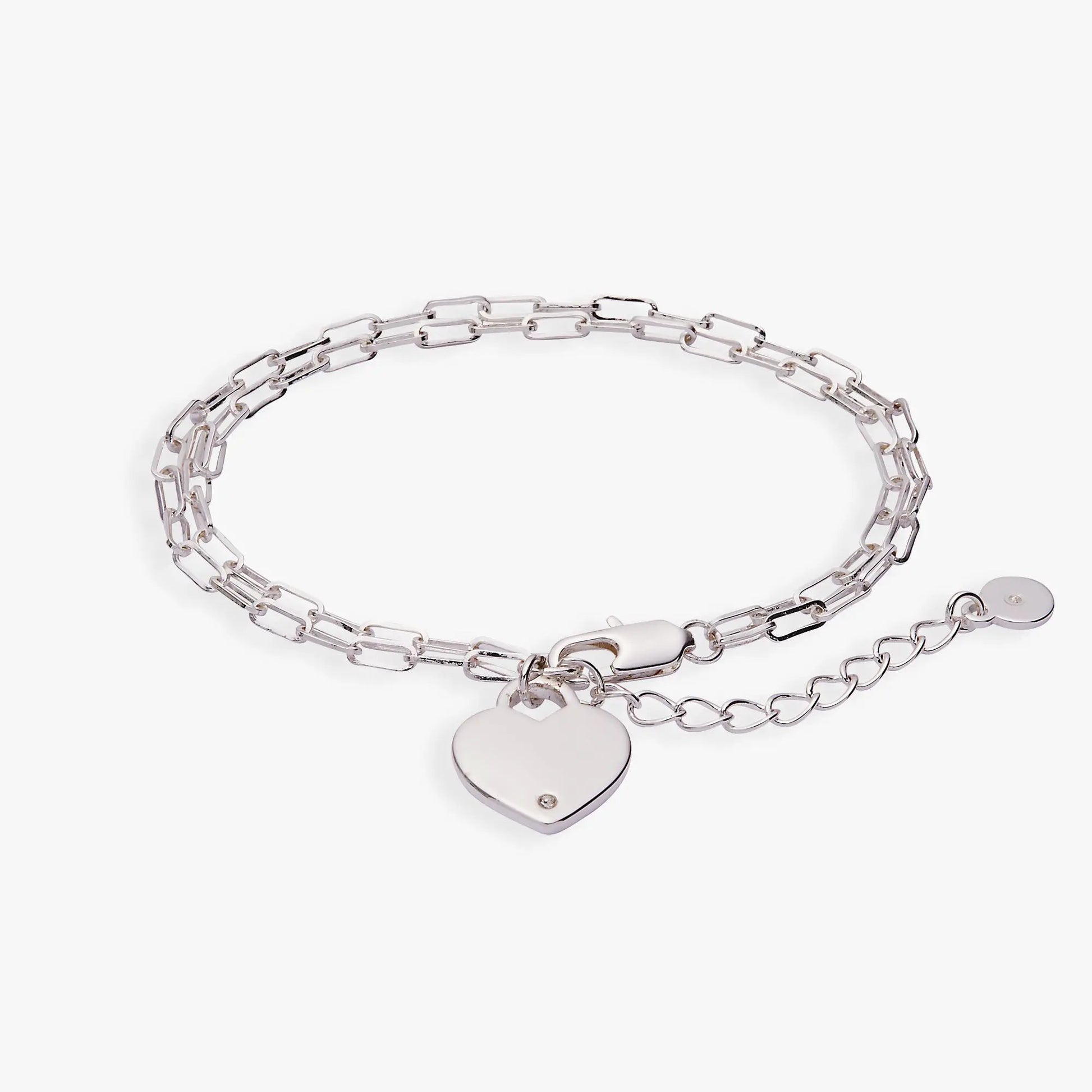 Heart Charm Double Paperclip Chain Bracelet by ALEX AND ANI silver tone with heart pendant on Tampa Home & Garden Store