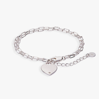 Heart Charm Double Paperclip Chain Bracelet by ALEX AND ANI silver tone with heart pendant on Tampa Home & Garden Store