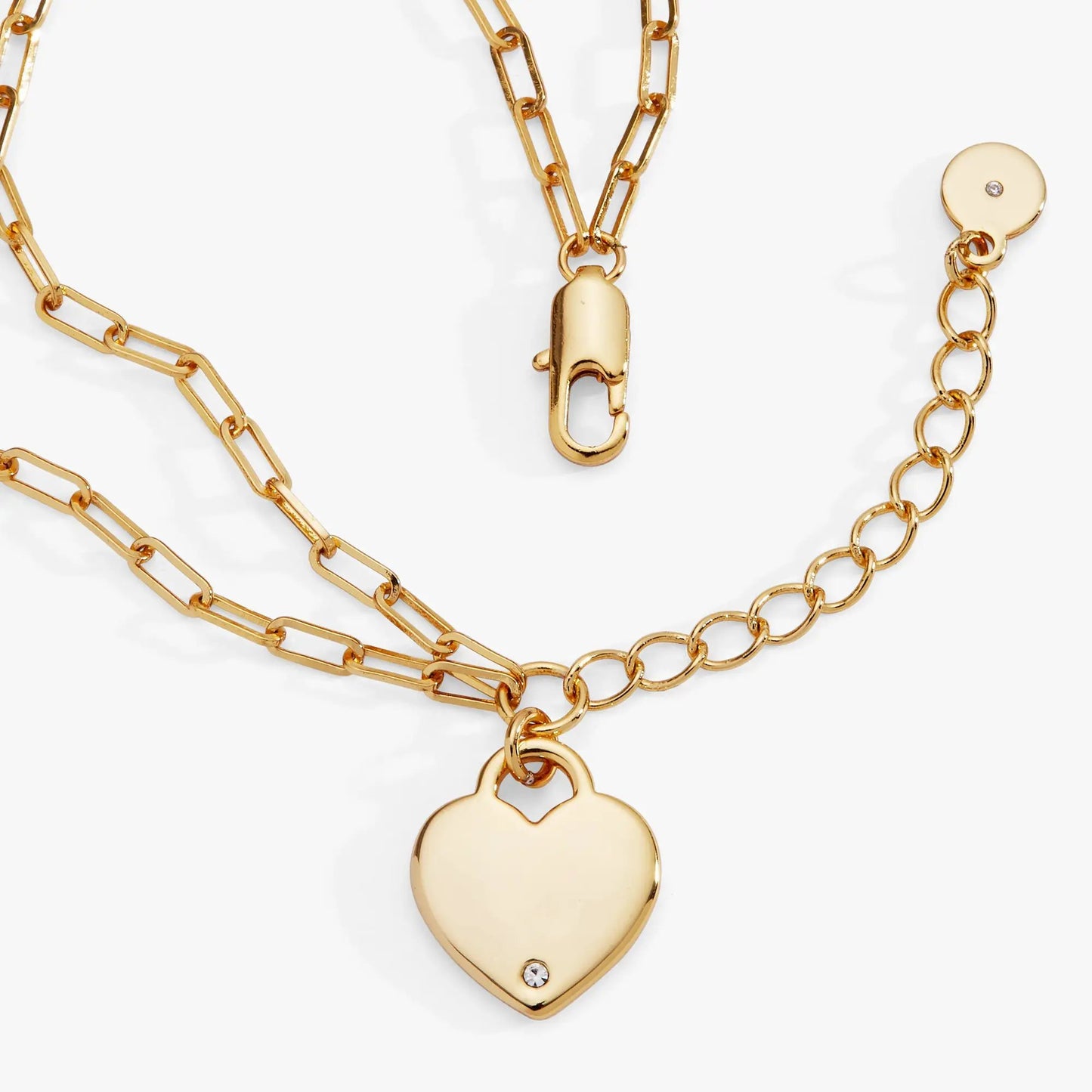 Heart Charm Double Paperclip Chain Bracelet gold-tone with crystal heart pendant by ALEX AND ANI on Tampa Home & Garden Store