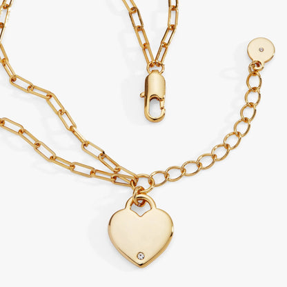 Heart Charm Double Paperclip Chain Bracelet gold-tone with crystal heart pendant by ALEX AND ANI on Tampa Home & Garden Store