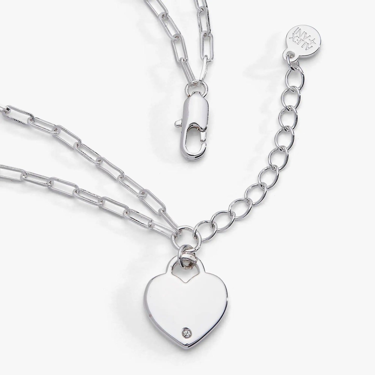 Heart Charm Double Paperclip Chain Bracelet silver-tone by ALEX AND ANI with brand tag on Tampa Home & Garden Store