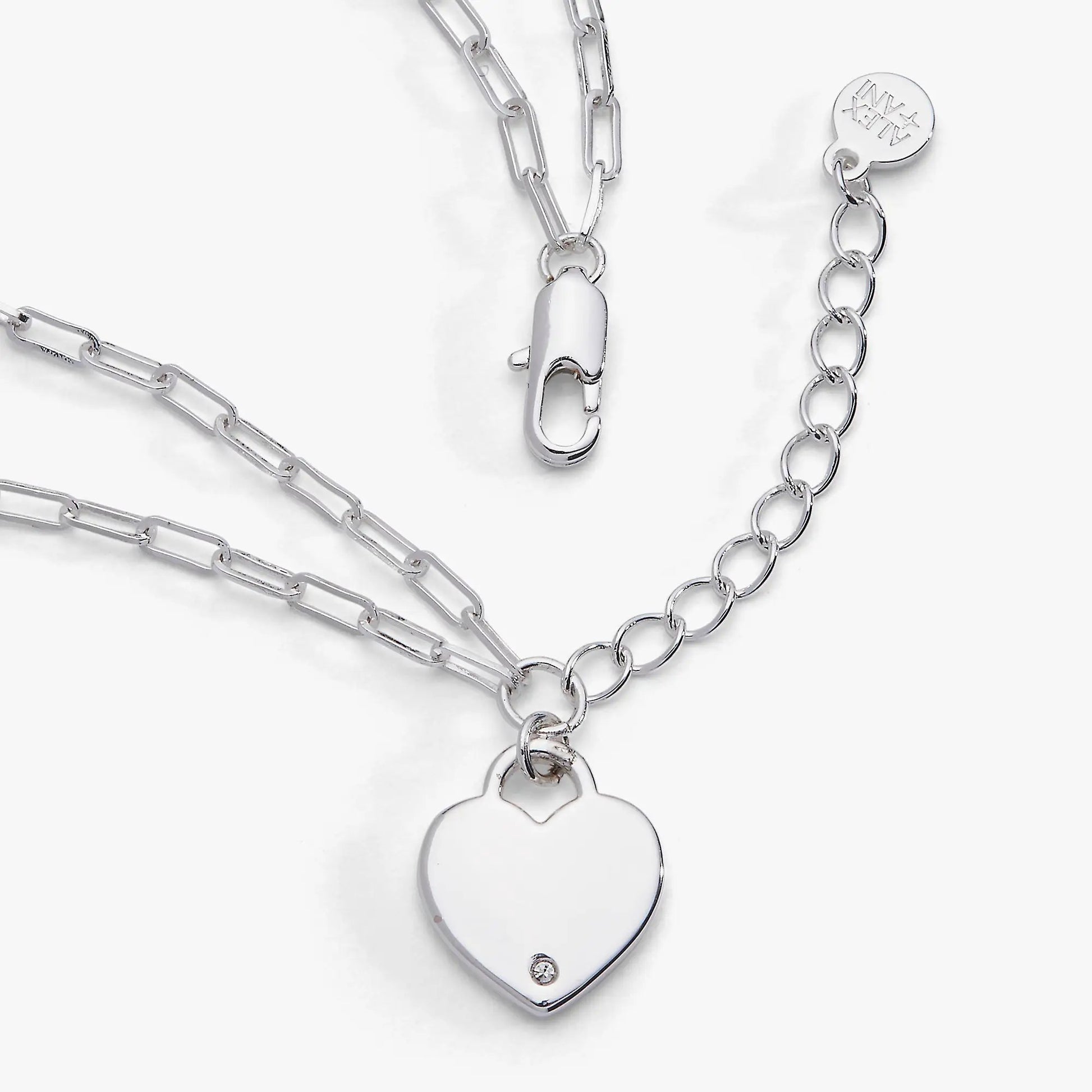 Heart Charm Double Paperclip Chain Bracelet silver-tone by ALEX AND ANI with brand tag on Tampa Home & Garden Store