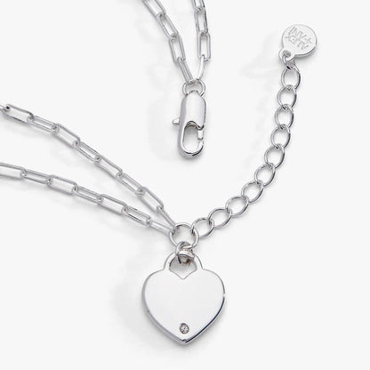 Heart Charm Double Paperclip Chain Bracelet silver-tone by ALEX AND ANI with brand tag on Tampa Home & Garden Store