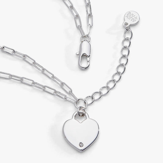 Heart Charm Double Paperclip Chain Bracelet silver-tone by ALEX AND ANI with brand tag on Tampa Home & Garden Store