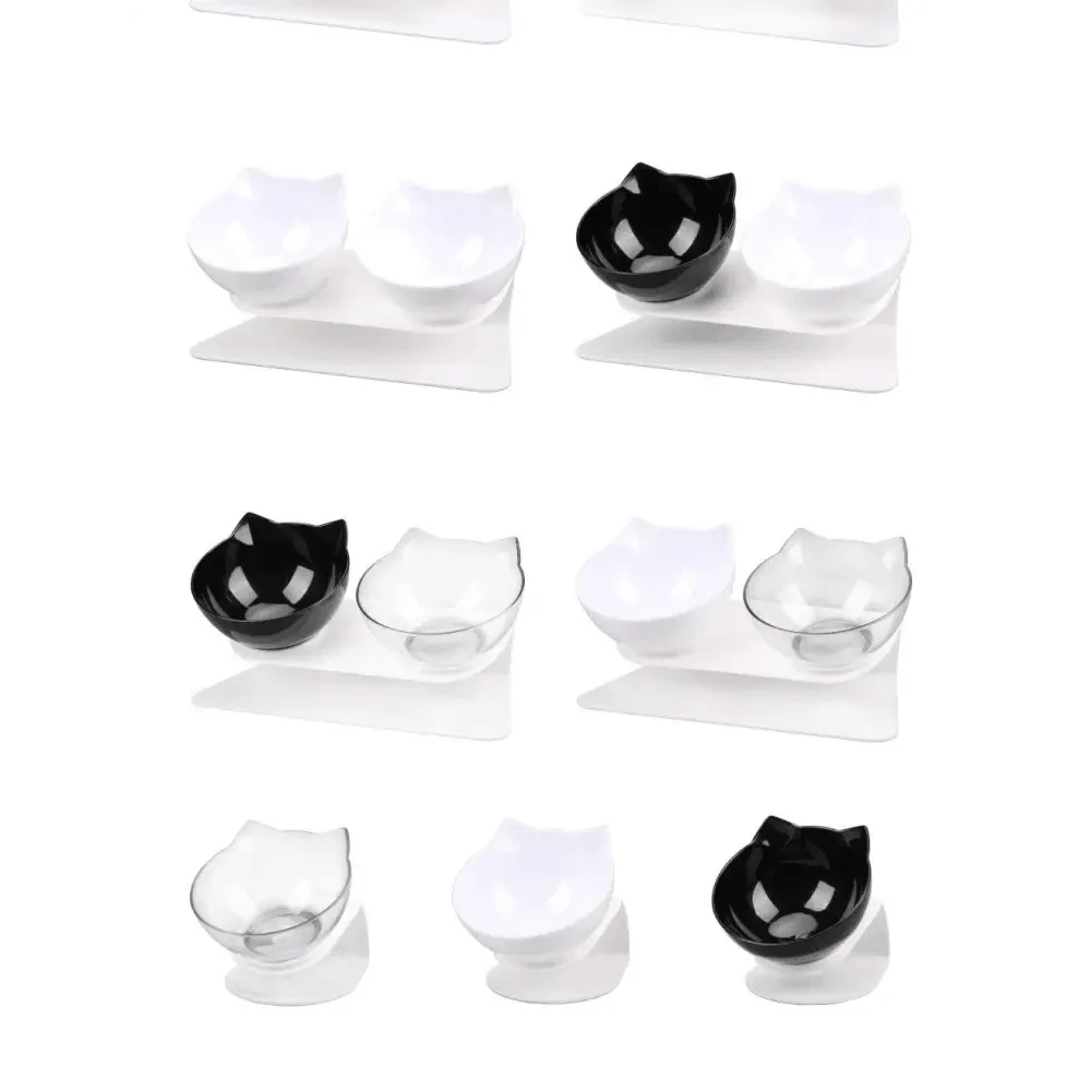 Stevvex double non-slip cat bowls with silicone mat; white or black bowls on a slip mat on Tampa Home & Garden Store