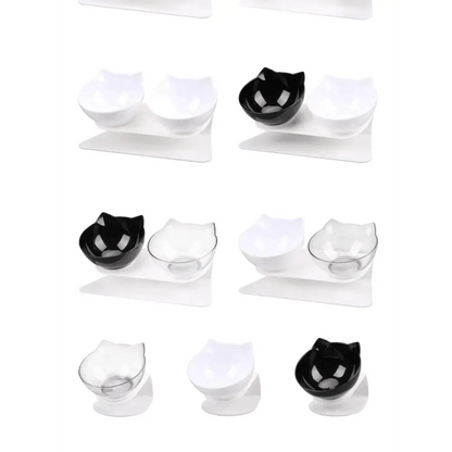 Stevvex double non-slip cat bowls with silicone mat; white or black bowls on a slip mat on Tampa Home & Garden Store