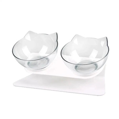Stevvex two clear glass cat bowls with non-slip silicone mat on Tampa Home & Garden Store