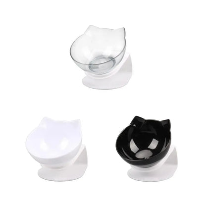 Double non-slip cat bowls with silicone mat by Stevvex in clear white black (set of 3) on Tampa Home & Garden Store