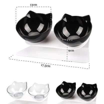 Double non-slip cat bowls and silicone mat by Stevvex STIL6789TKBNC, set of 2, black on Tampa Home & Garden Store