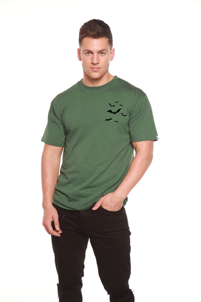 Halloween Bats Bamboo Viscose/Organic Cotton Short Sleeve Printed T-Shirt, green men's, Spun Bamboo on Tampa Home & Garden Store