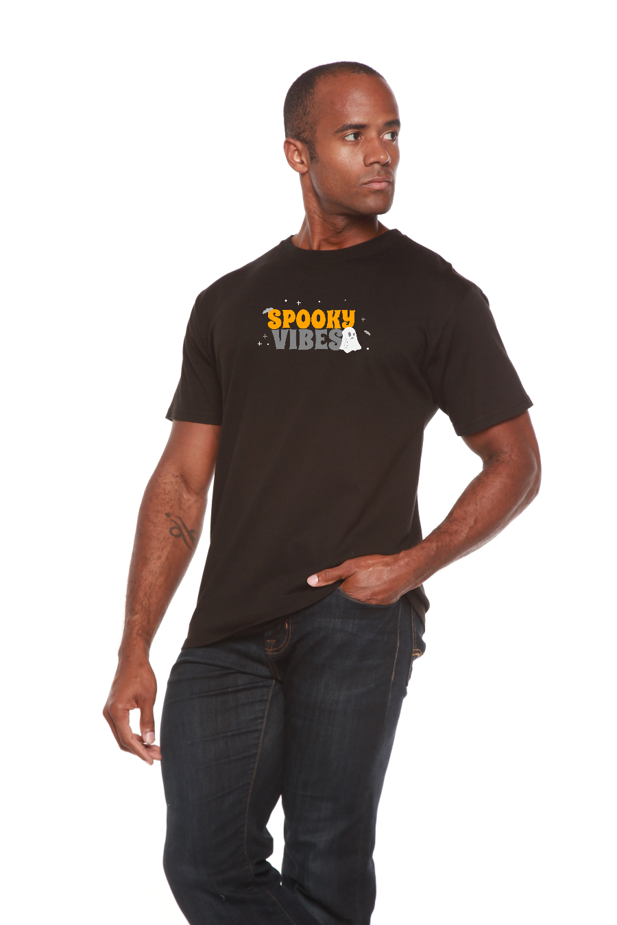 Spooky Vibes bamboo viscose/organic cotton printed T-shirt black by Spun Bamboo on Tampa Home & Garden Store