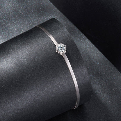 925 Sterling Silver Moissanite bracelet with a pavé floral halo, white gold plated on Tampa Home & Garden Store