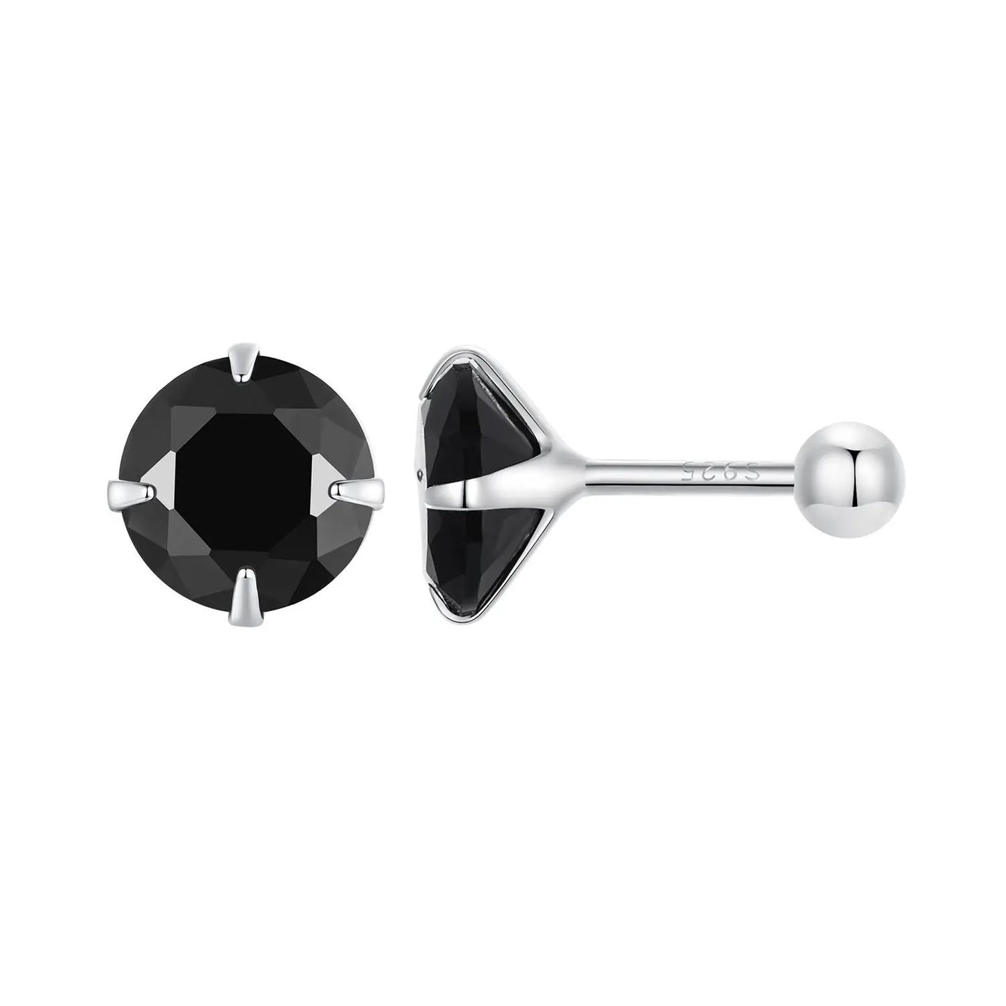 925 Sterling Silver Pave CZ Earrings for Women, black round gemstone on Tampa Home & Garden Store