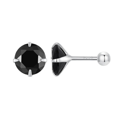 925 Sterling Silver Pave CZ Earrings for Women, black round gemstone on Tampa Home & Garden Store