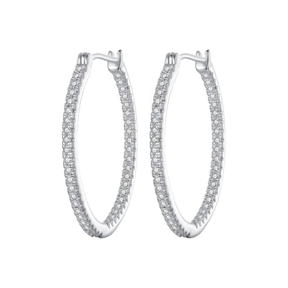 Earrings: pair of 925 Sterling Silver hoop pavé CZ crystals in white gold finish by Bids.com on Tampa Home & Garden Store