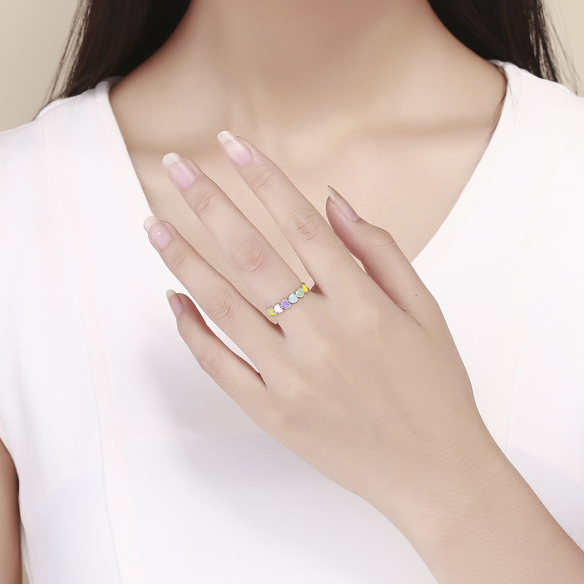925 Sterling Silver Ring size 5 with multicolor gemstone band by Bids.com on Tampa Home & Garden Store