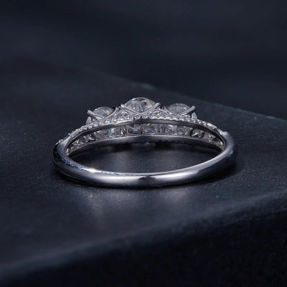 925 Sterling Silver Moissanite pavé setting ring with three-stone design, size 6, by Bids.com on Tampa Home & Garden Store