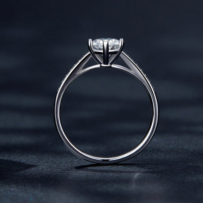 925 Sterling Silver Moissanite & CZ Ring, ladies size 6, prong-set solitaire by Bids.com on Tampa Home & Garden Store