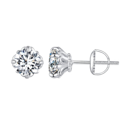Earrings 925 Sterling Silver Moissanite Stud 0.7 cm Style L screw-back Bids.com on Tampa Home & Garden Store