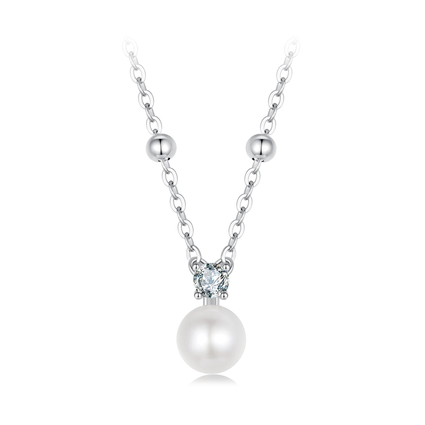 925 silver moissanite necklace with freshwater pearl pendant on 40cm chain Bids.com on Tampa Home & Garden Store