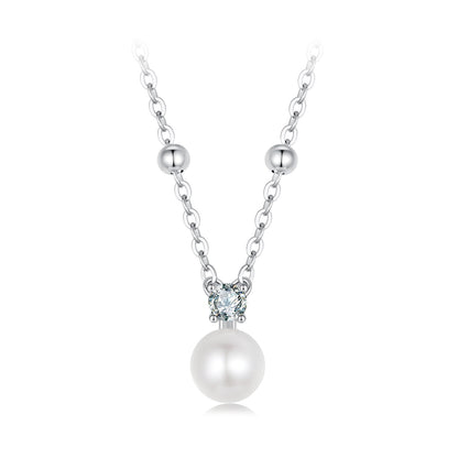 925 silver moissanite necklace with freshwater pearl pendant on 40cm chain Bids.com on Tampa Home & Garden Store