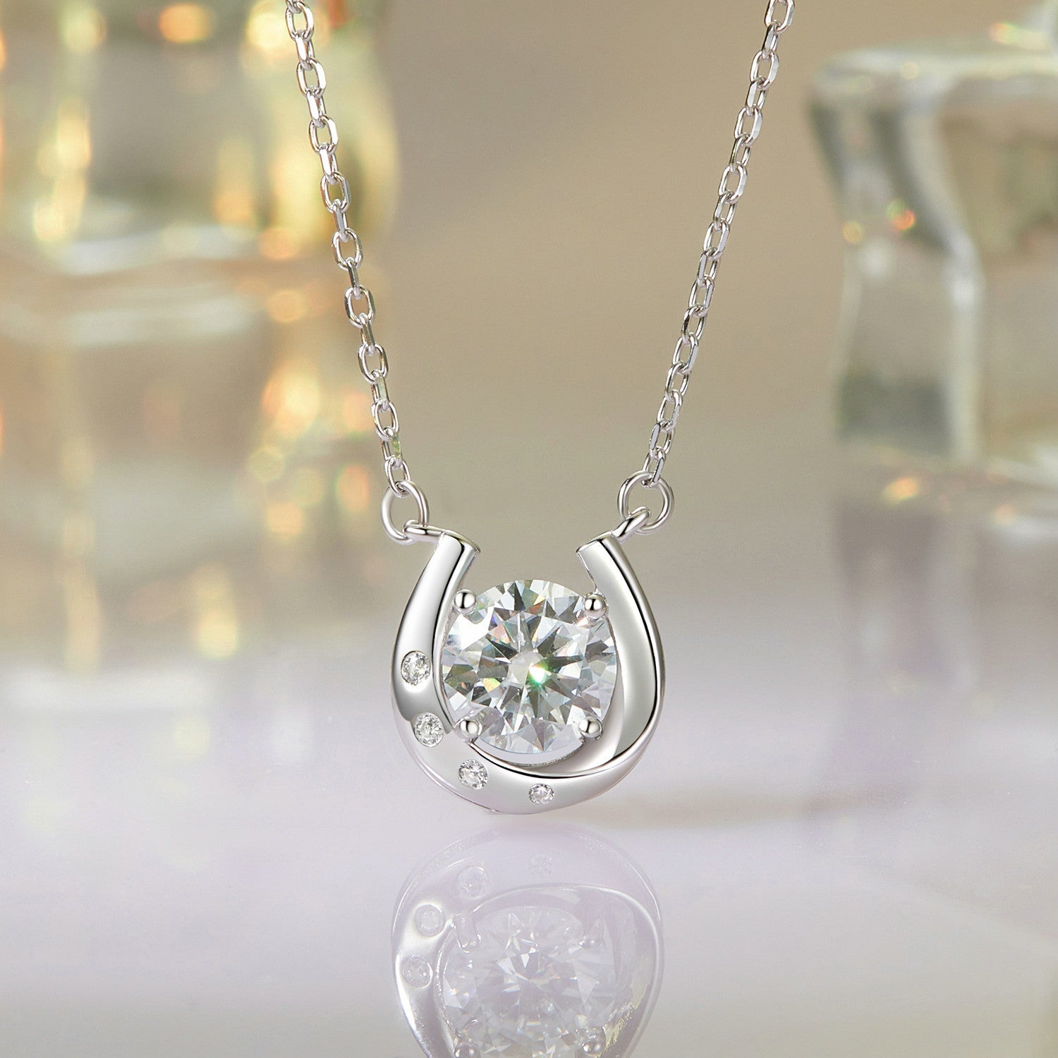 Sterling silver moissanite necklace with pavé setting, 1ct, 400mm length, Bids.com on Tampa Home & Garden Store