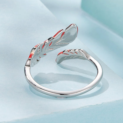 925 sterling silver ring with white gold plating, open leaf motif for women, by Bids.com on Tampa Home & Garden Store