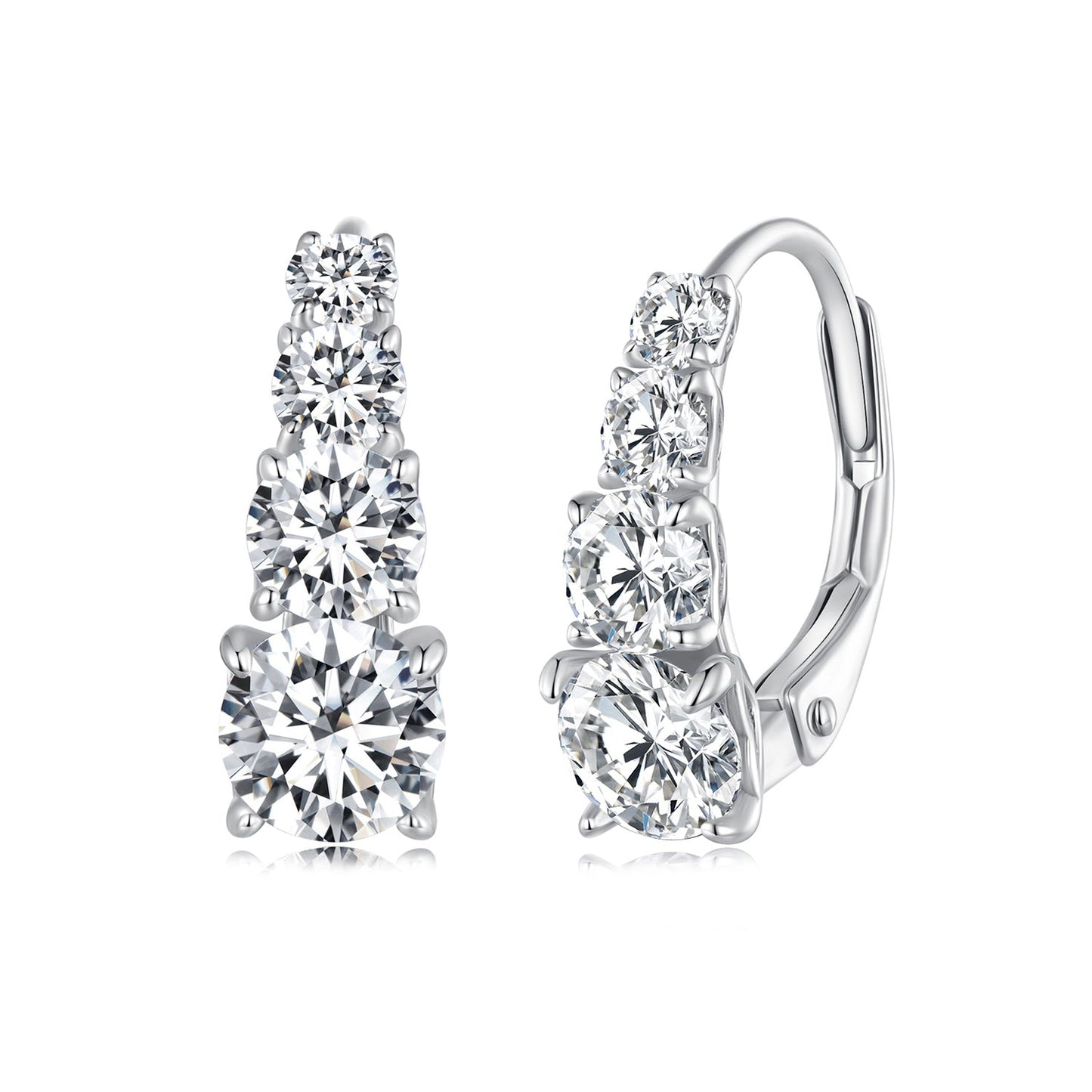 S925 Sterling Silver Moissanite Earrings pair three-stone vertical design 0.50ct by Bids.com on Tampa Home & Garden Store