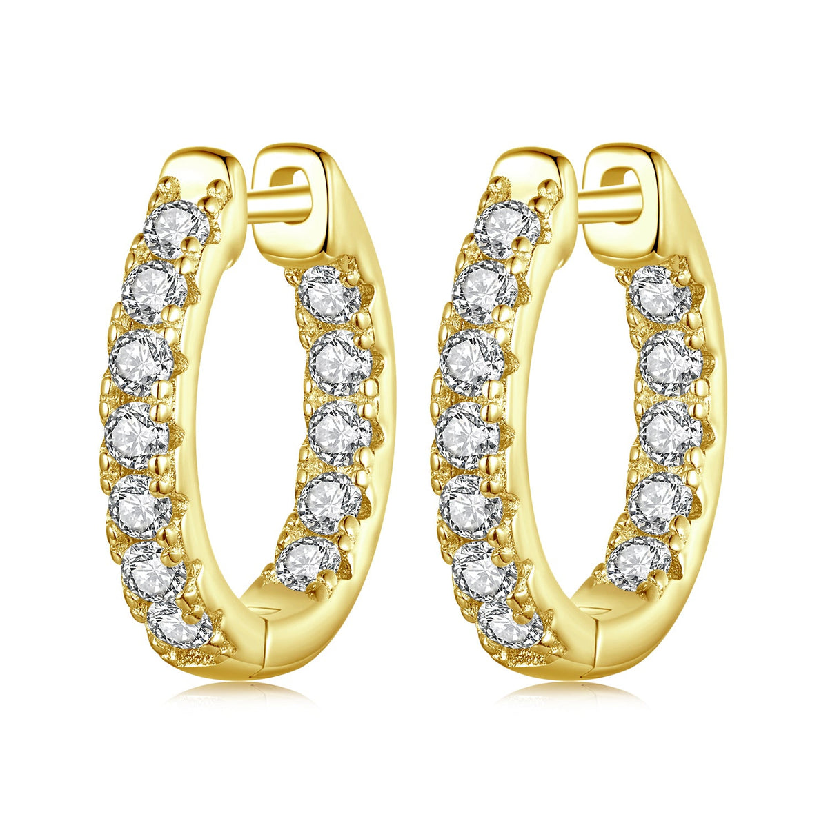 Pair of gold-tone hoop earrings set with 0.023ct moissanite stones by Bids.com on Tampa Home & Garden Store