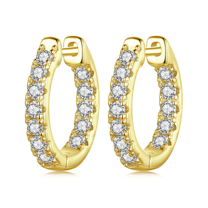 Pair of gold-tone hoop earrings set with 0.023ct moissanite stones by Bids.com on Tampa Home & Garden Store