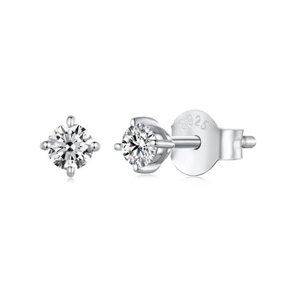 Sterling silver S925 moissanite stud earrings 3mm by Bids.com with four-prong backings on Tampa Home & Garden Store