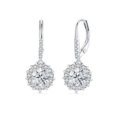 Drop earrings 2pc: 925 Sterling Silver Moissanite 1ct with pavé halo, white gold finish by Bids.com on Tampa Home & Garden Store