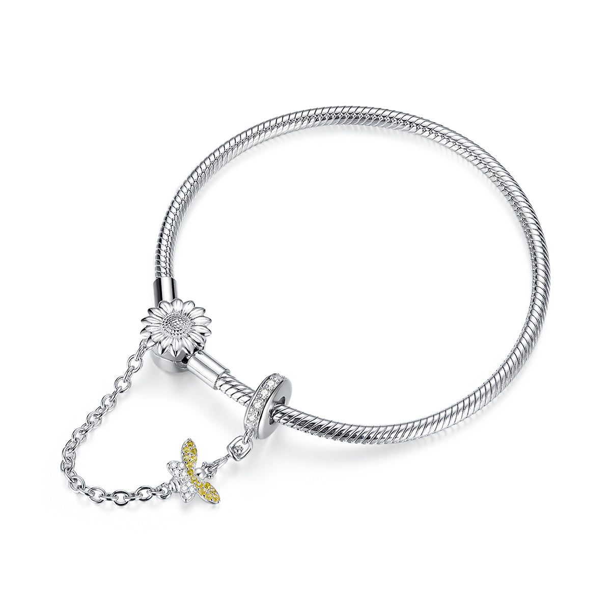 925 Sterling Silver adjustable bracelet 17cm with sunflower and butterfly charms by Bids.com on Tampa Home & Garden Store