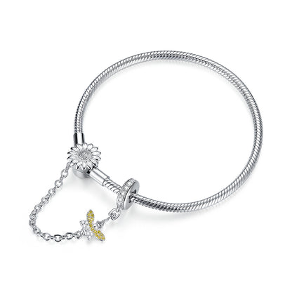 925 Sterling Silver adjustable bracelet 17cm with sunflower and butterfly charms by Bids.com on Tampa Home & Garden Store