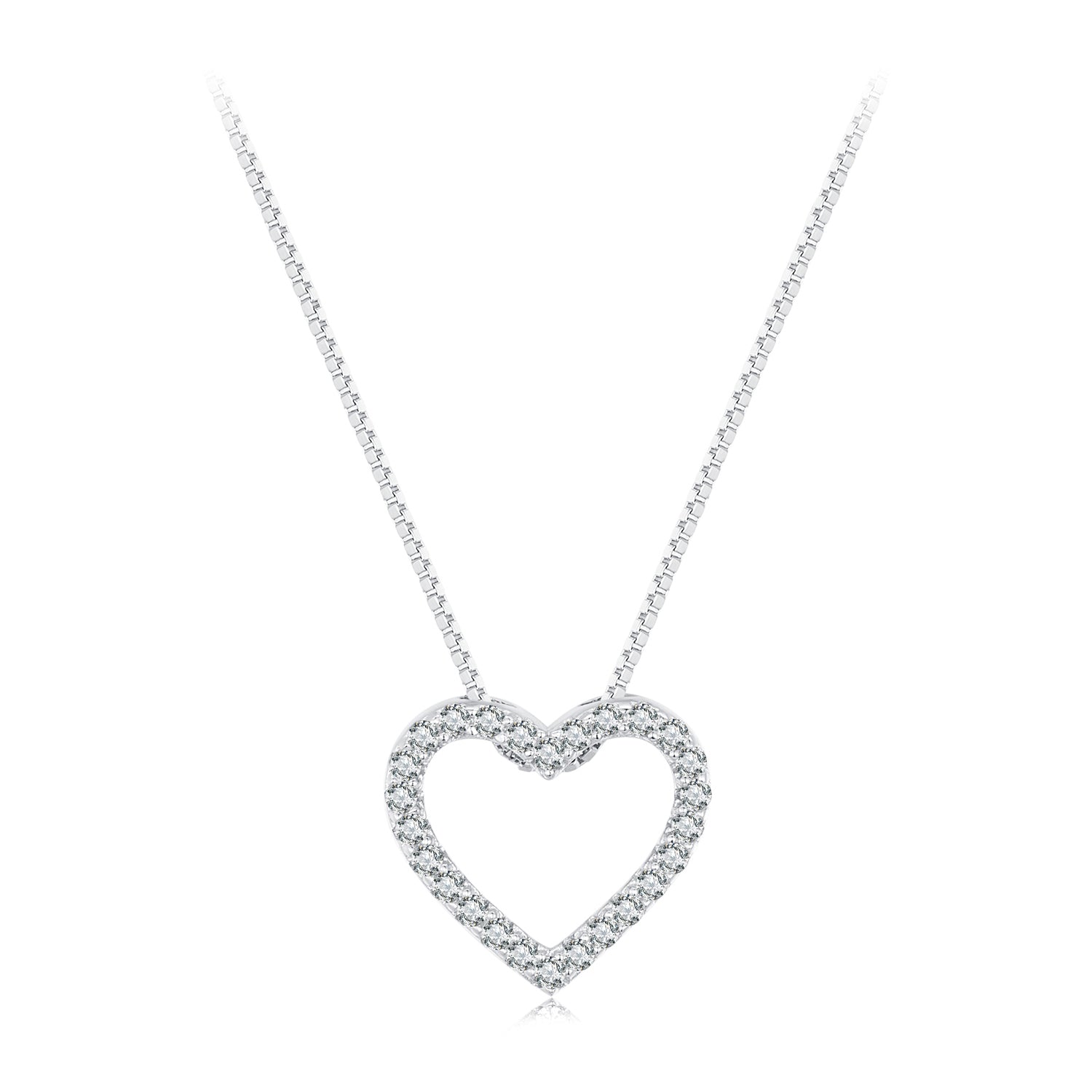 S925 Sterling Silver Moissanite Heart Necklace on platinum plated chain Bids.com on Tampa Home & Garden Store