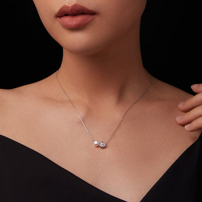 Necklace 925 Sterling Silver moissanite & freshwater pearl pendant, 45cm, by Bids.com on Tampa Home & Garden Store
