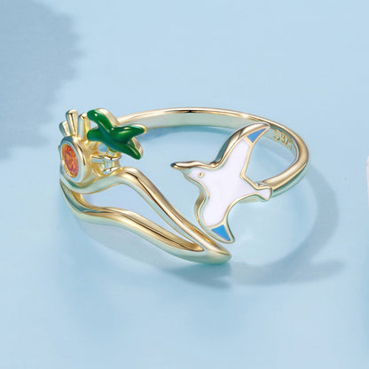 925 sterling silver enamel pave gold-plated ring with CZ and white dove accents by Bids.com on Tampa Home & Garden Store