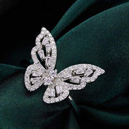 Butterfly pavé ring with clear CZ stones, 925 silver white gold plated, size 7, Bids.com on Tampa Home & Garden Store