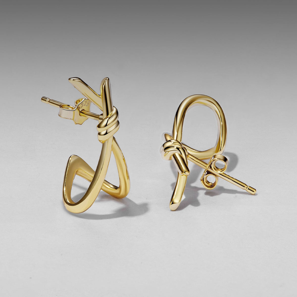 Gold-plated 925 sterling silver pair of earrings with a twisted knot hoop, 2.0×0.8 cm on Tampa Home & Garden Store