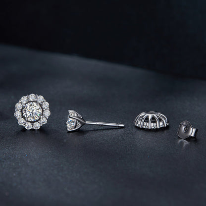 Earrings 925 Sterling Silver 0.5ct Moissanite halo stud for women Bids.com on Tampa Home & Garden Store