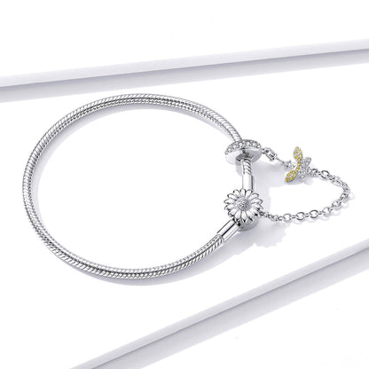 Bracelet sterling silver adjustable 17cm with daisy and yellow butterfly charms by Bids.com on Tampa Home & Garden Store