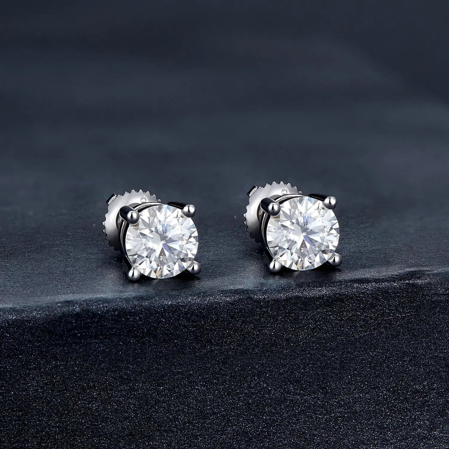 Earrings 925 Sterling Silver Moissanite studs, round 0.5 cm, Style S, Bids.com pair on Tampa Home & Garden Store