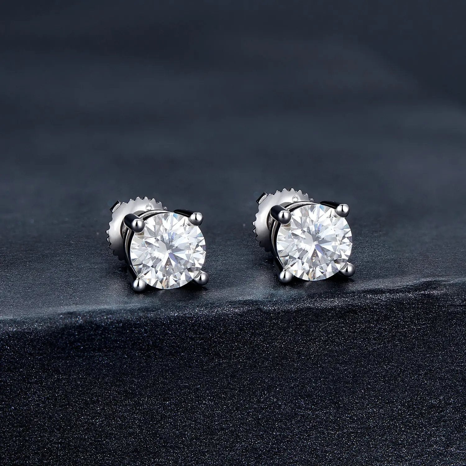 Earrings 925 Sterling Silver Moissanite studs, round 0.5 cm, Style S, Bids.com pair on Tampa Home & Garden Store