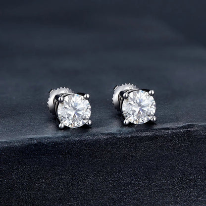 Earrings 925 Sterling Silver Moissanite studs, round 0.5 cm, Style S, Bids.com pair on Tampa Home & Garden Store