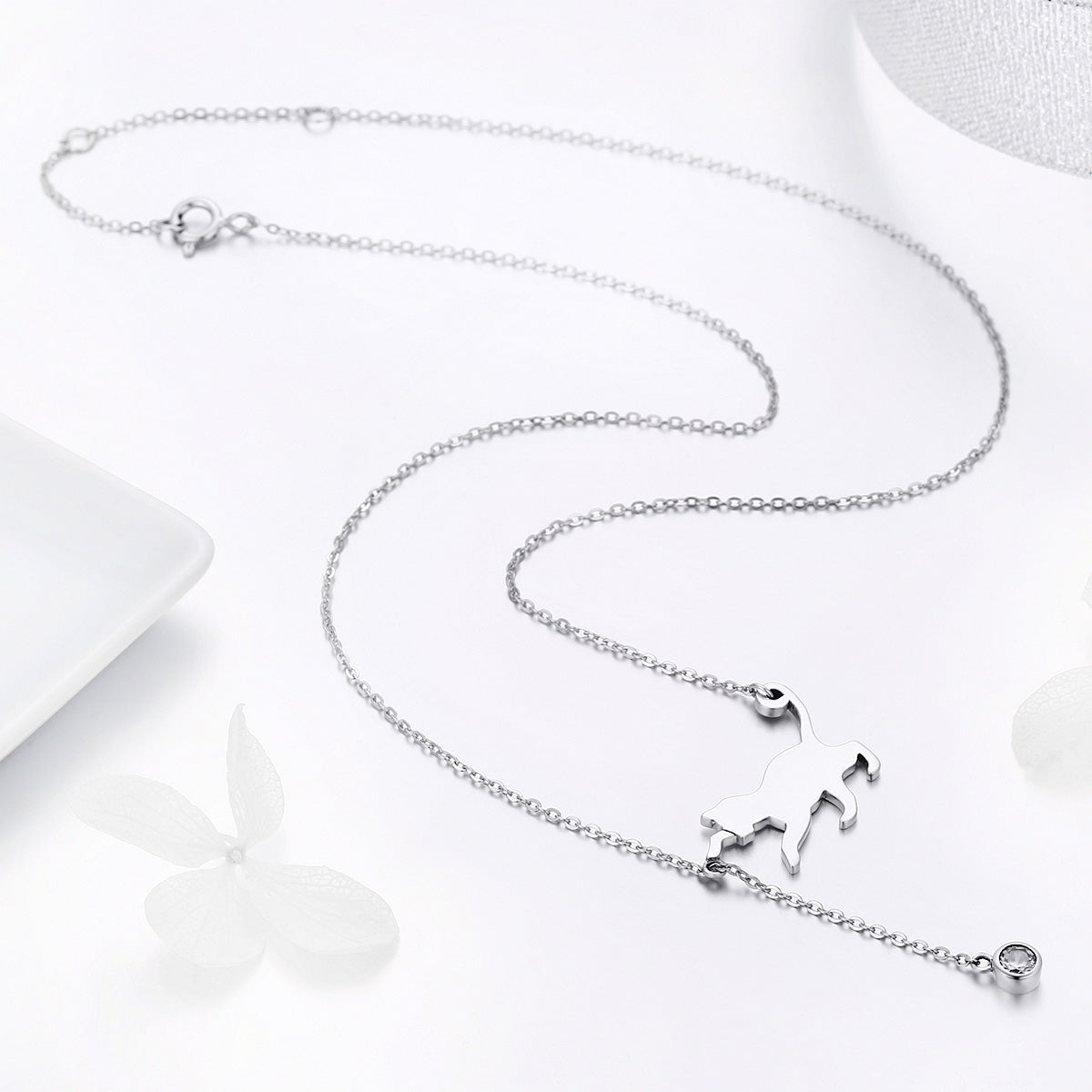 925 Sterling Silver Necklace 38–45cm with 1.4×2.5cm pendant and round stone charm for Women on Tampa Home & Garden Store