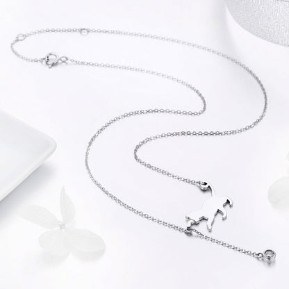 925 Sterling Silver Necklace 38–45cm with 1.4×2.5cm pendant and round stone charm for Women on Tampa Home & Garden Store