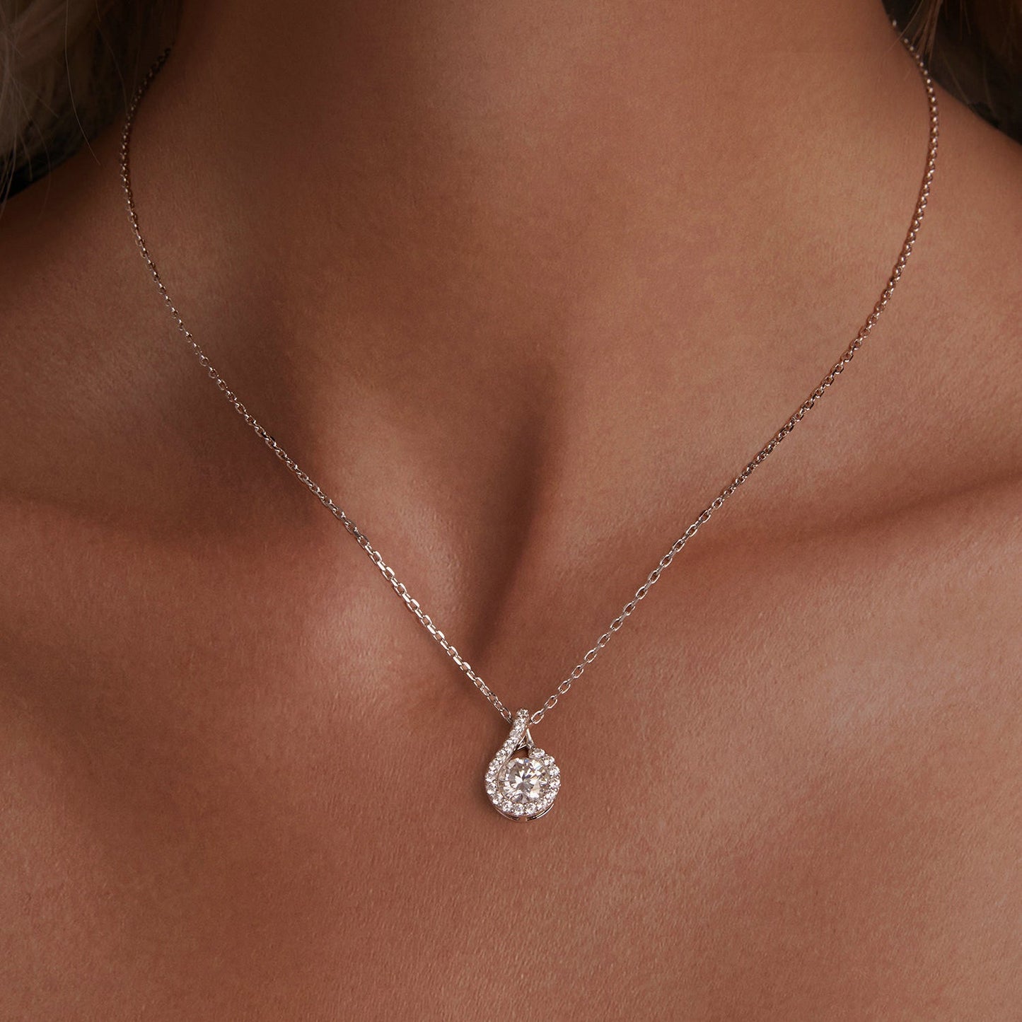 925 Sterling Silver Moissanite Necklace with CZ pendant, 400mm chain, 15x10mm pendant by Bids.com on Tampa Home & Garden Store