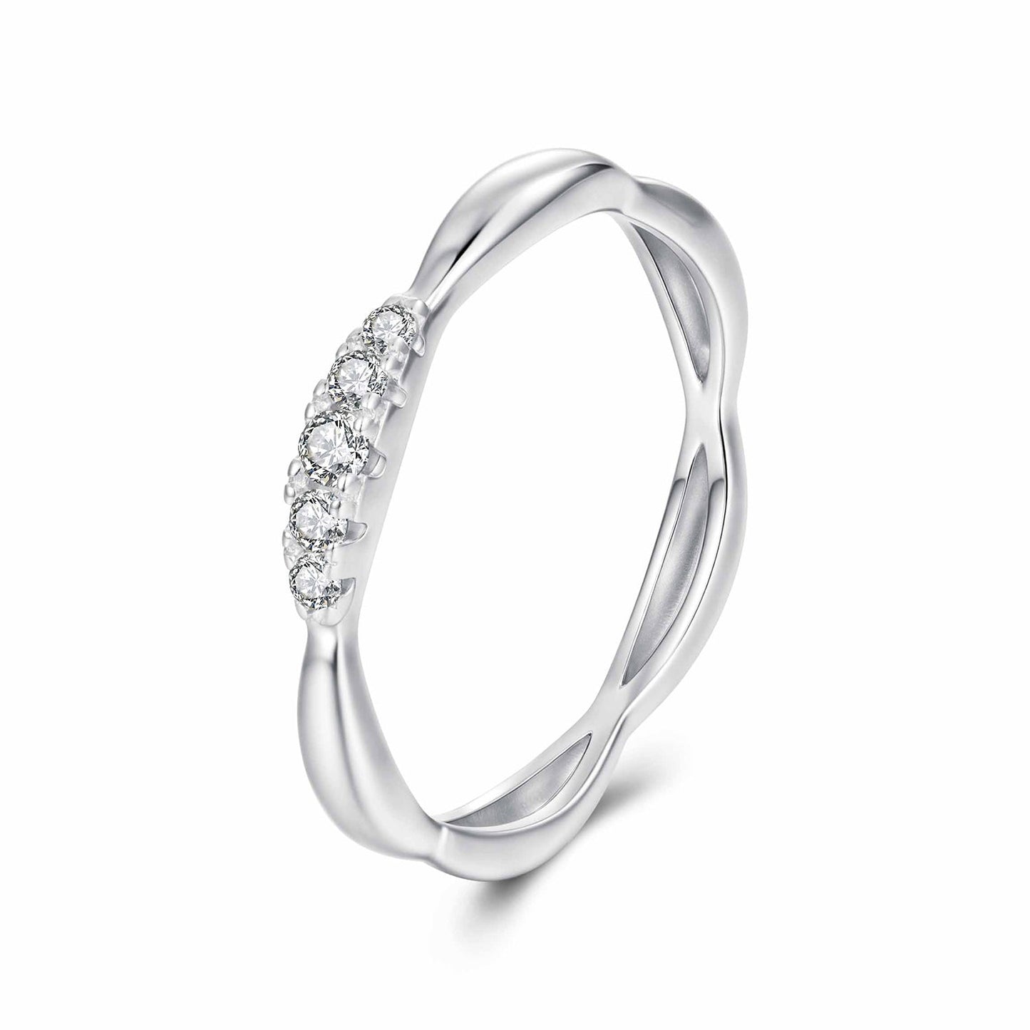 Sterling silver moissanite ring with five 1.5-2mm stones, women's size 6 on Tampa Home & Garden Store